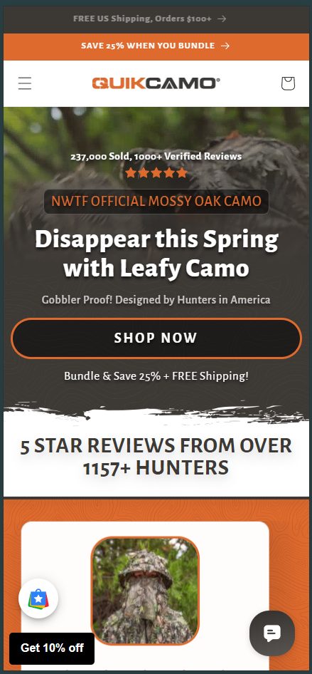 QuikCamo Shopify storefront