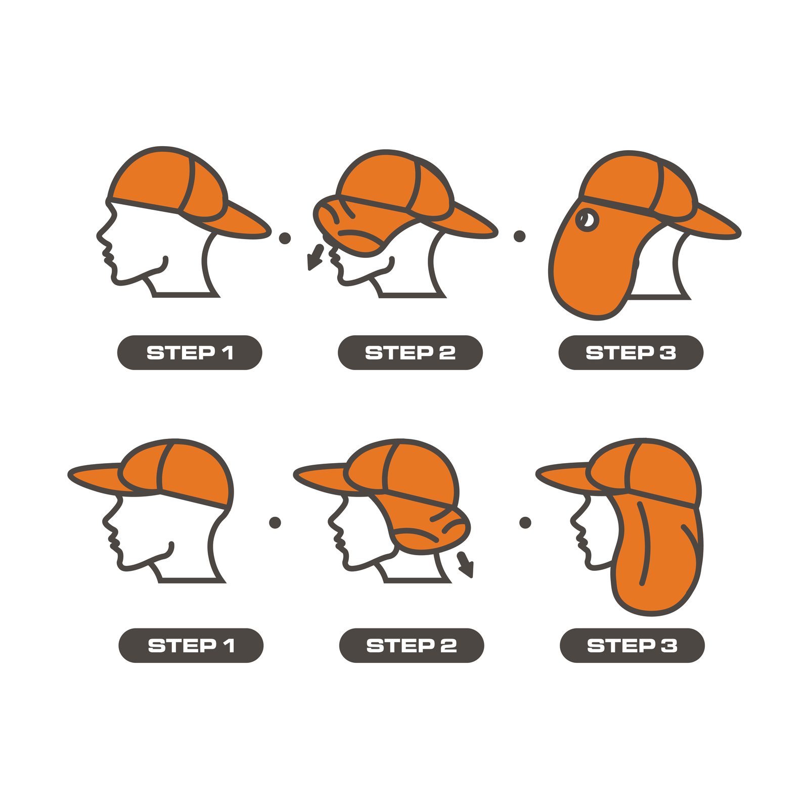 QuikCamo hat reversal step illustration