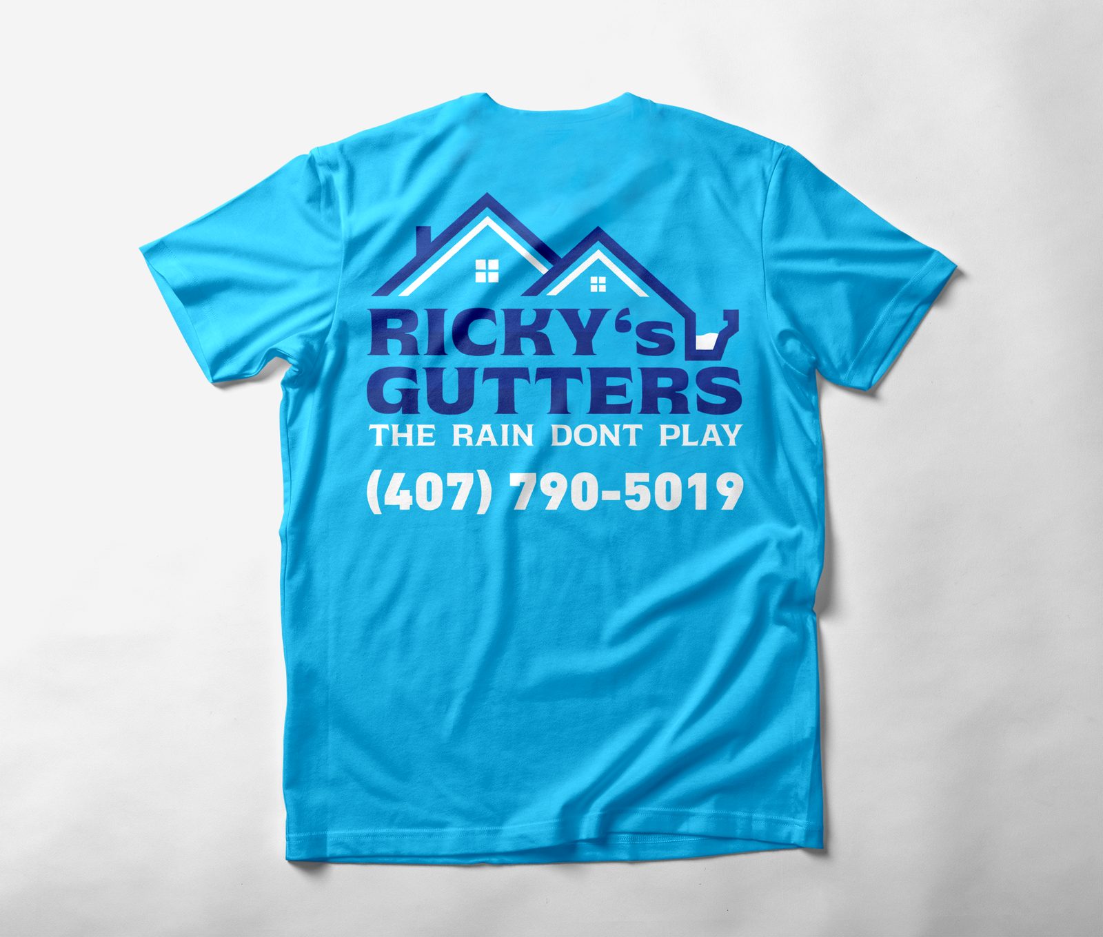 Ricky's Gutters crew t-shirt, light blue