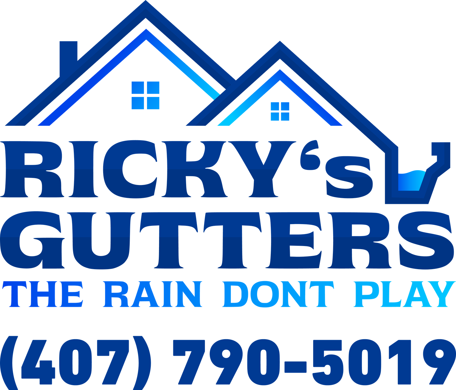 Ricky's Gutters logo lockup with phone number